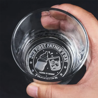 Engraved Whiskey Glass For Dad, Personalized Our First Father's Day Together Unique Gift